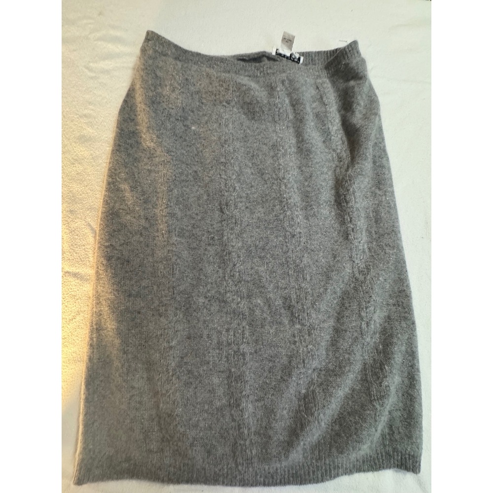 Outlander Gray Lambswool Angora Cable Knit Midi Pencil Skirt Large